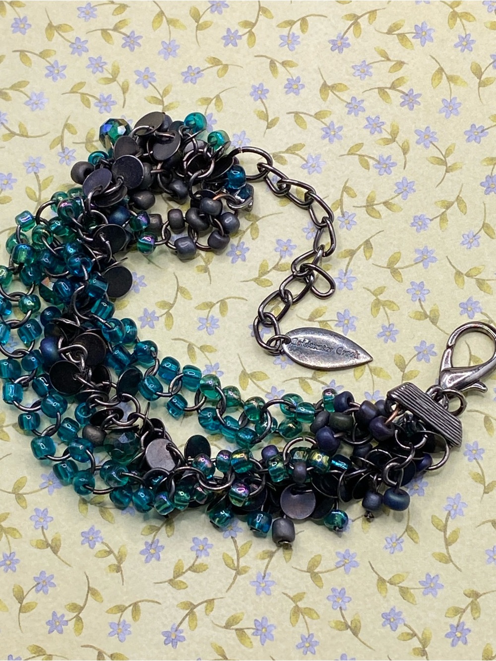 COLDWATER CREEK Glass Blue Seed Beads & Gunmetal Breacelet